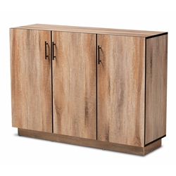 Baxton Studio Patton Modern and Contemporary Natural Oak Finished Wood 3-Door Dining Room Sideboard Buffet